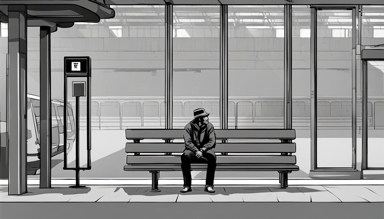 Man Waiting at a Bus Station