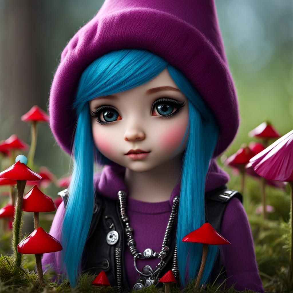 Emo Teen Girl as a Gnome Character