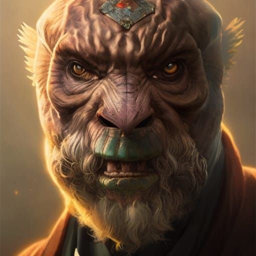 Wise Turtle Humanoid Character Portrait in D&D Style