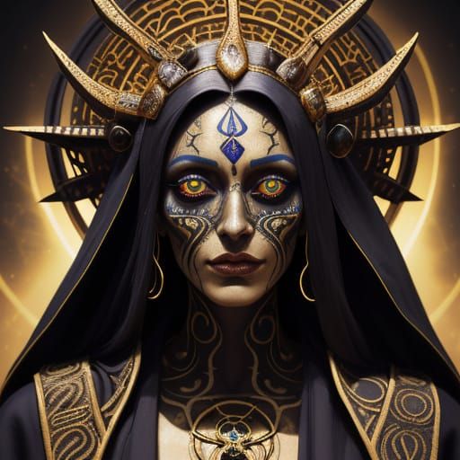 Surreal Xemüg Cultist in Vibrant Oil Painting