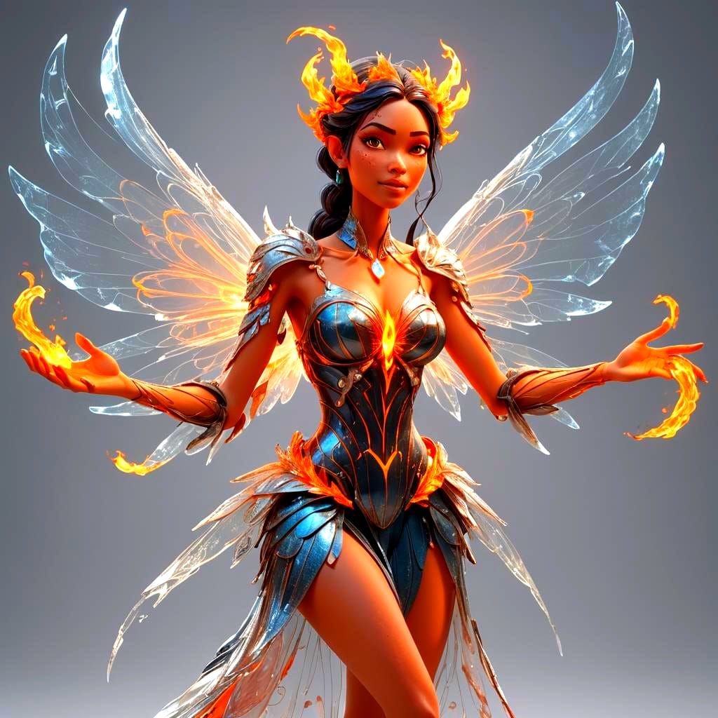 Fire and Air Fairy in 3D Digital Art