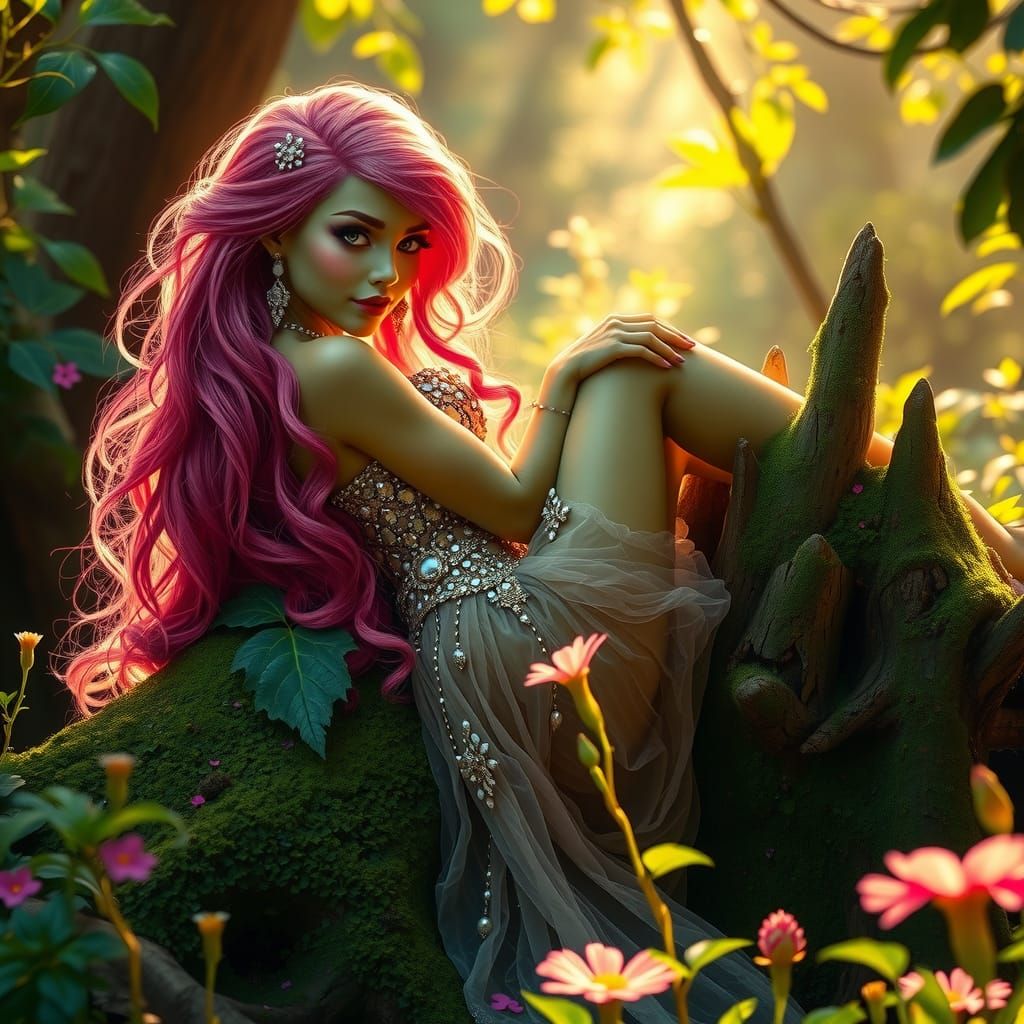 Ethereal Faerie Goddess in Vibrant Forest