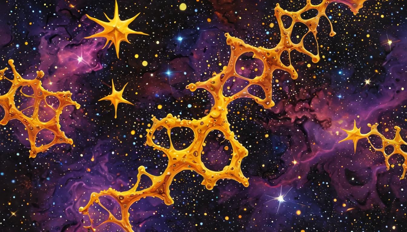 DNA Helix Galaxy Cluster in Gouache Style