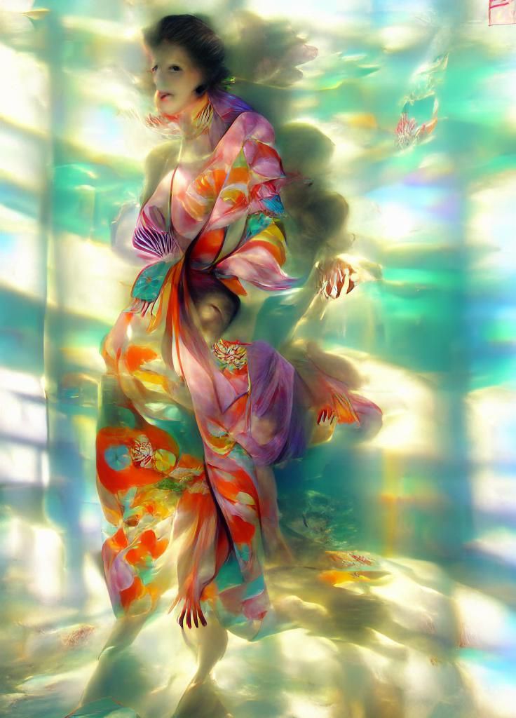 Underwater Kimono Woman in Sunlight