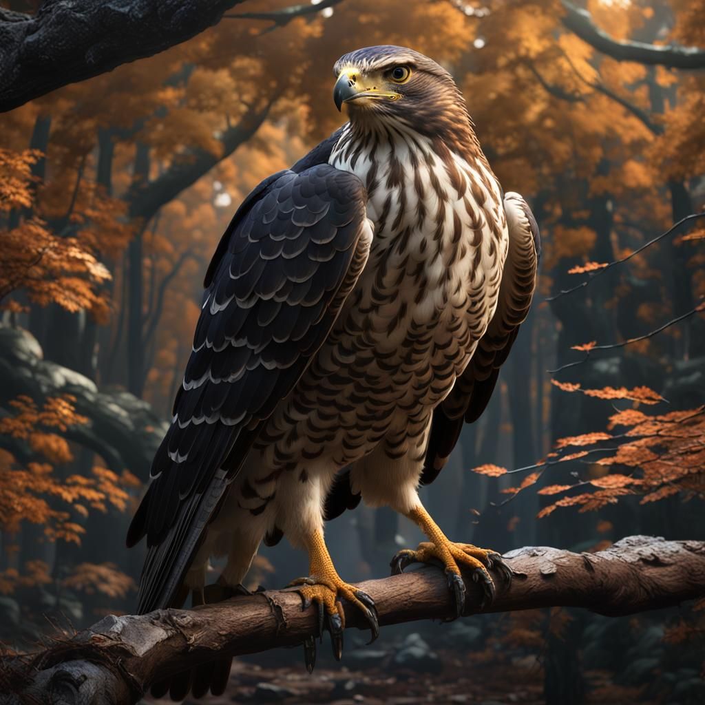 Detailed Matte Painting of a Cooper's Hawk