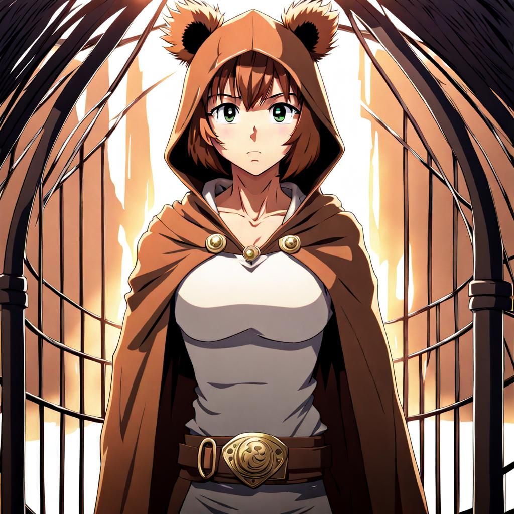 Anime Girl UFC Fighter with Bearskin Cloak