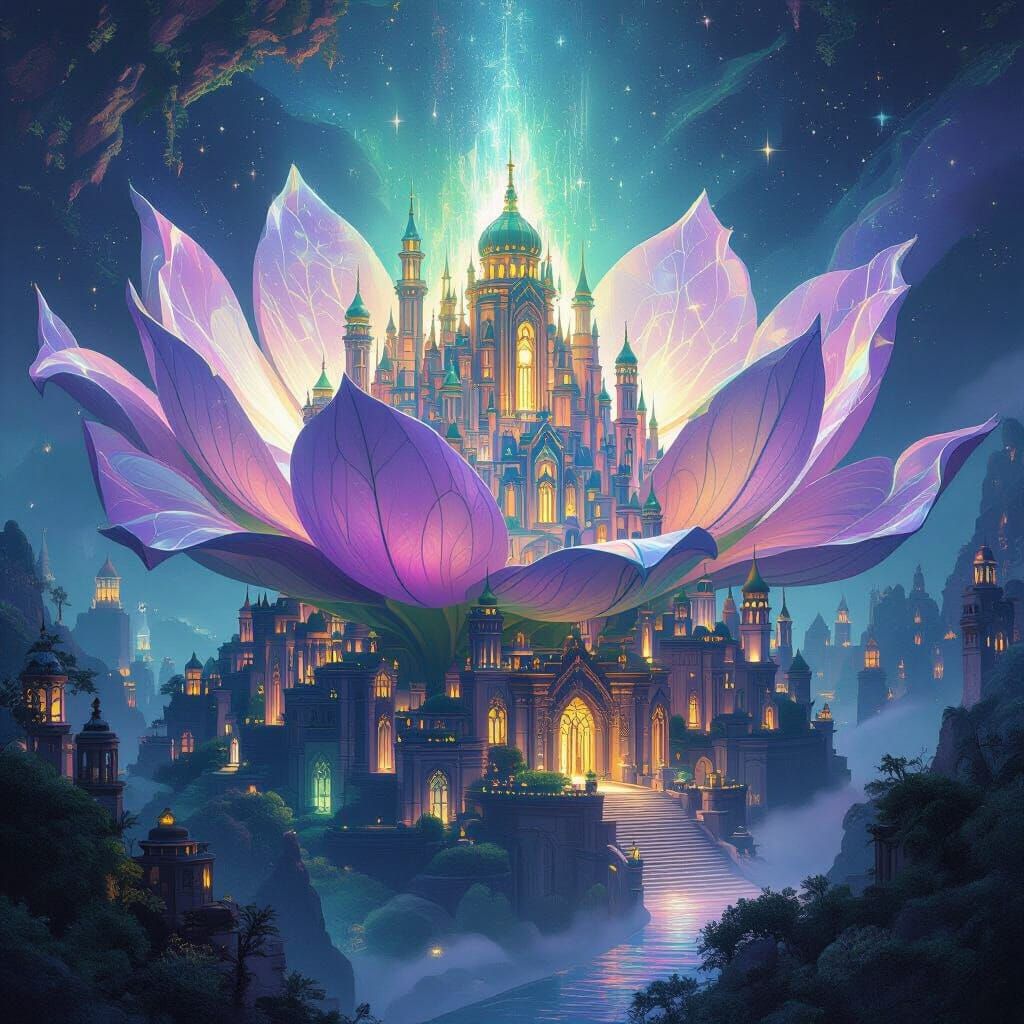 Ancient City Blooms Inside Giant Mystical Flower