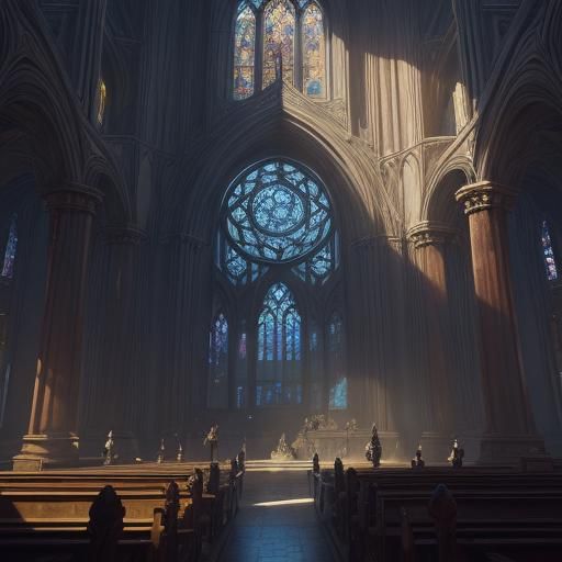 Mystical Sage in Magical Library, Fantasy Matte Painting