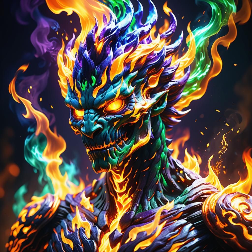 Dramatic Fire Elemental in a Pixar Style Aesthetic