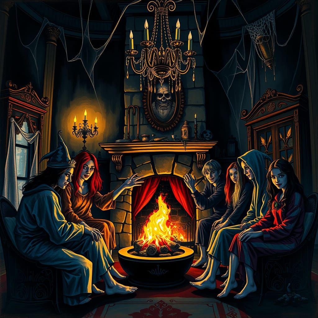 Dark Fantasy Pajama Party in a Haunted Mansion