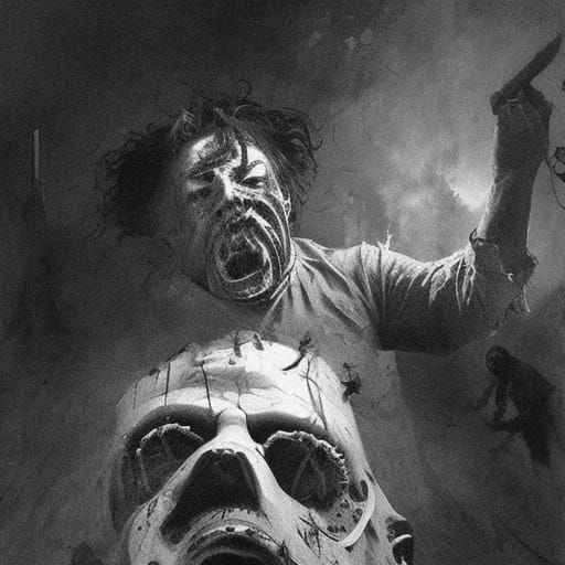 Leatherface Horror in Doré Style