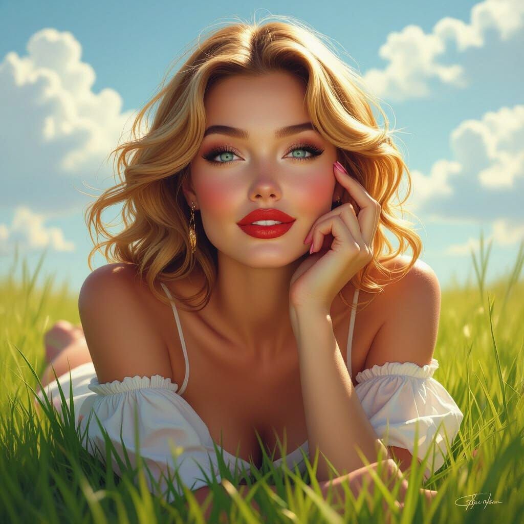 Golden Haired Woman Reclining in Sunlight