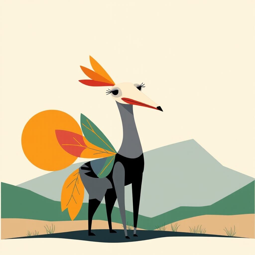 Bauhaus-Inspired Abstract Animal Illustration
