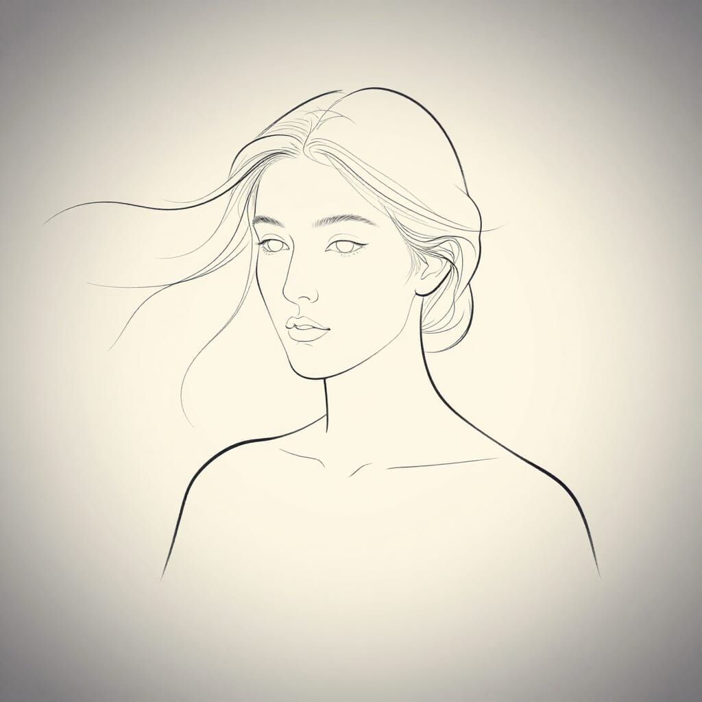 Minimalist Woman Portrait Line Art