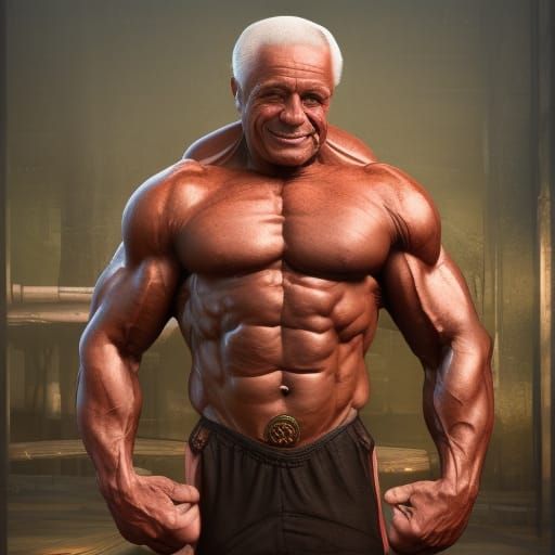 Old Age Bodybuilder in Detailed Matte Painting