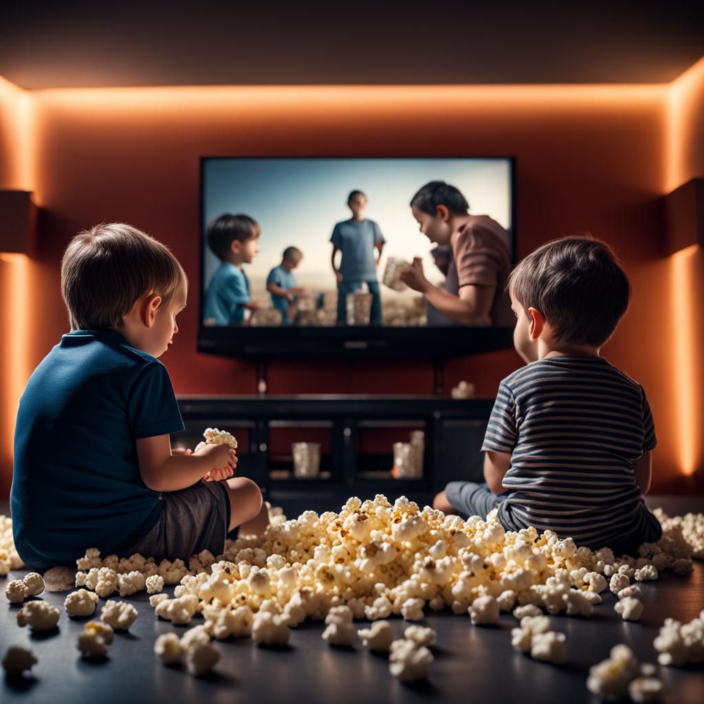 Miniature People Watch Giant TV: Hyperrealistic Cinematic Sc...