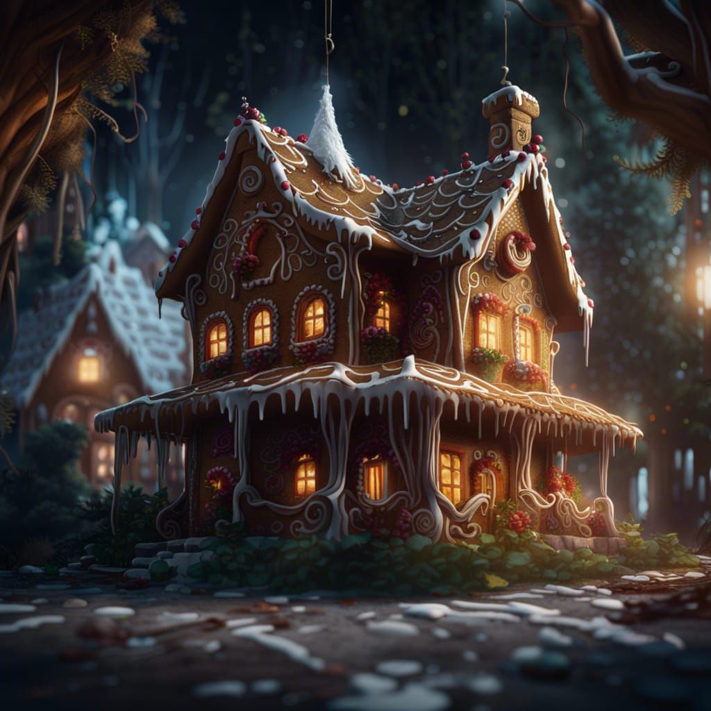 Detailed Gingerbread House Concept Art