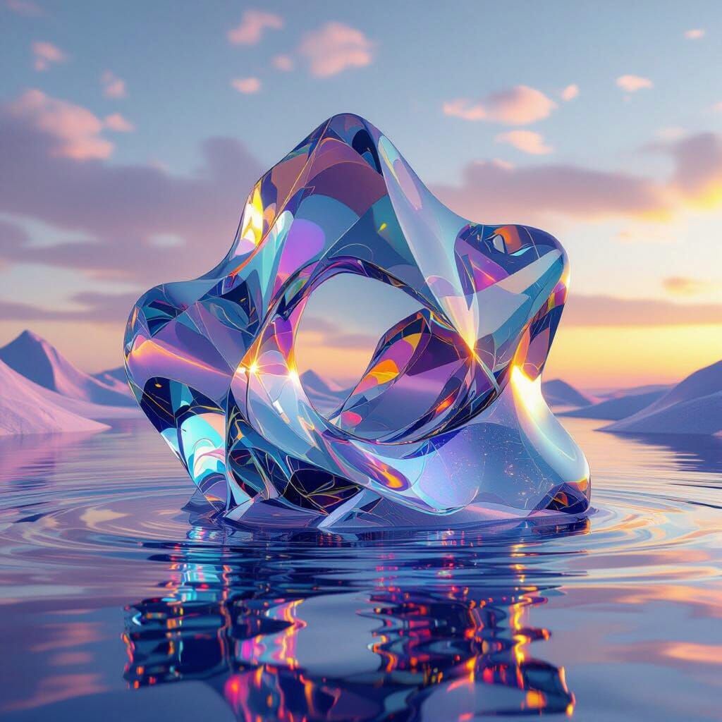 Surreal Biomorphic Glass Sculptures with Kaleidoscopic Refle...