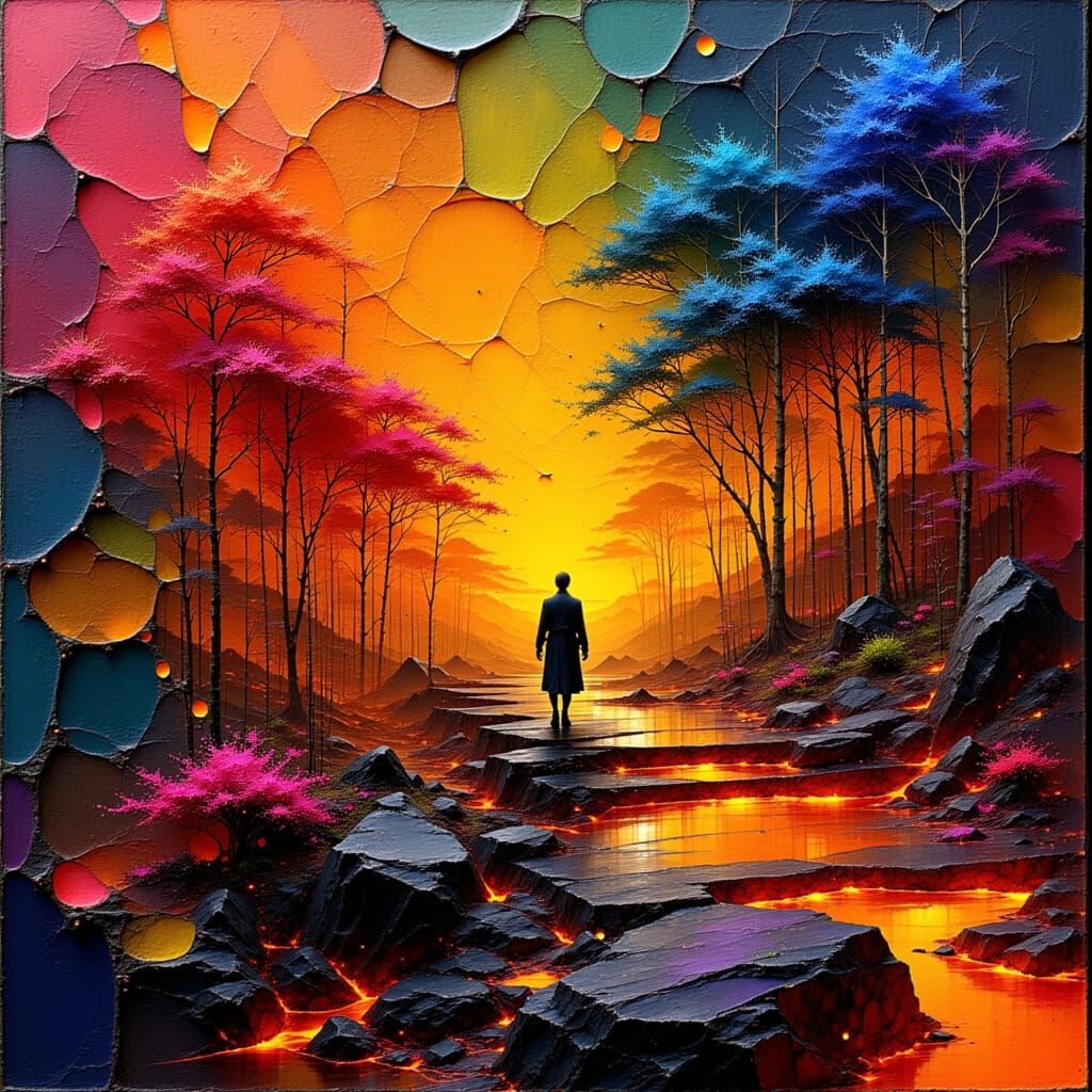 Molten Metal Flows in Abstract Expressionism Style