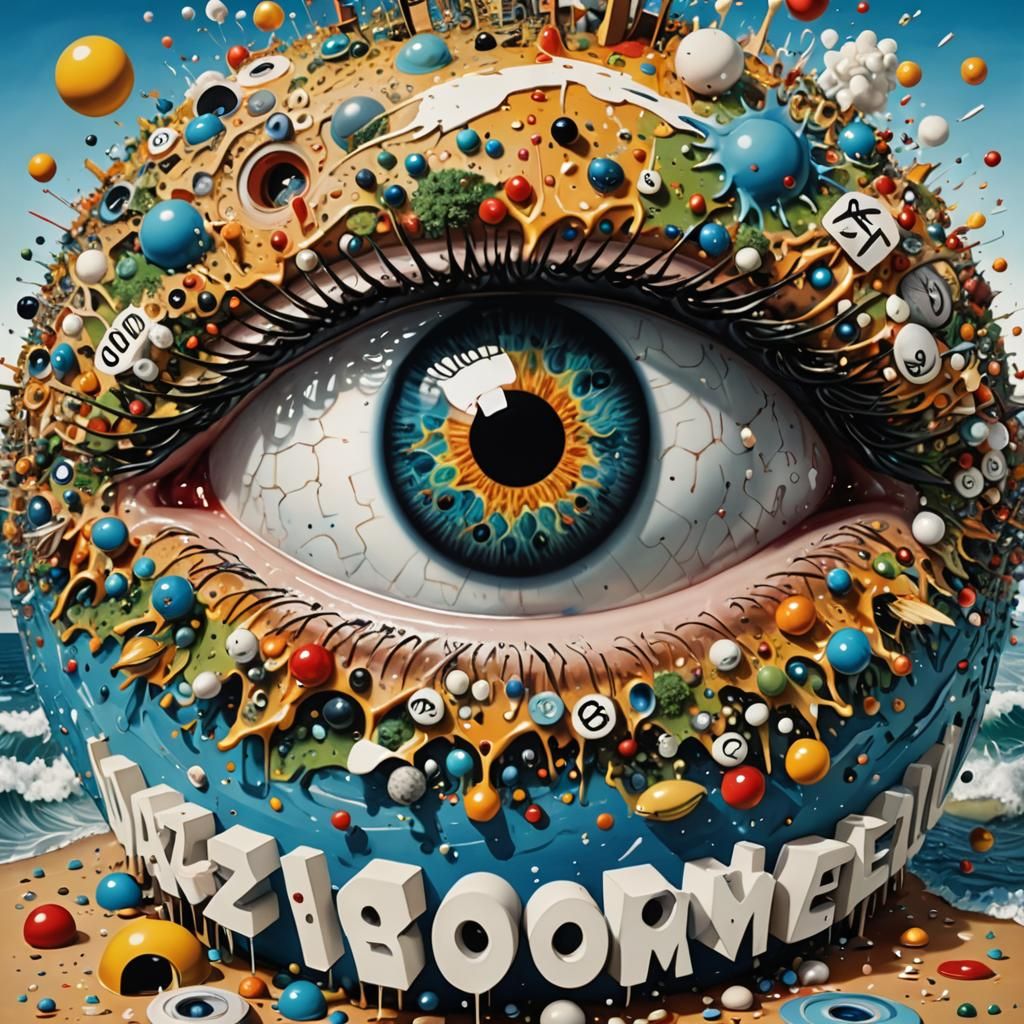 Surreal Eye Reflecting Onomatopoeia World