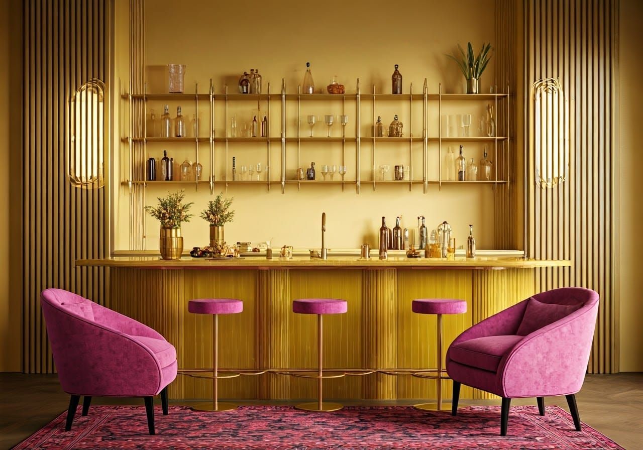 Ultra-Luxurious Art Deco Kitchen with Chic Home Bar