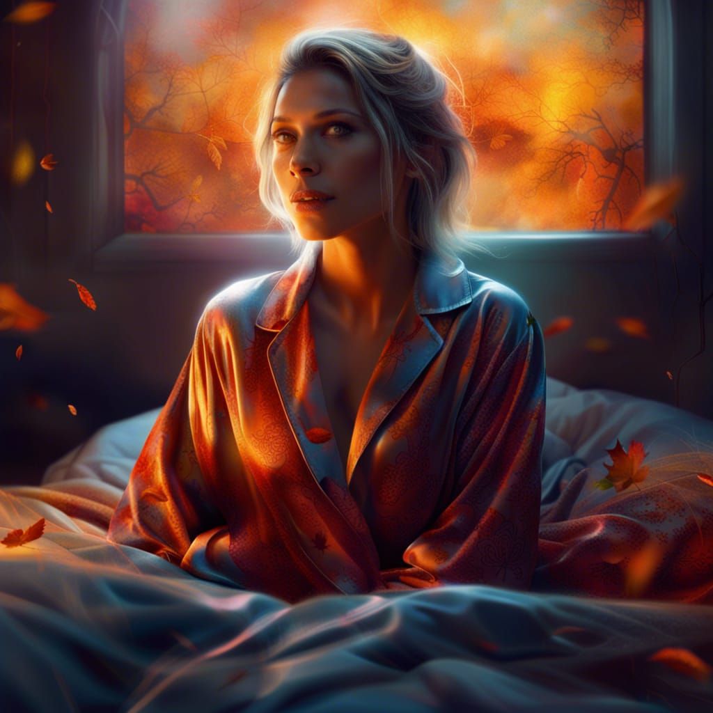 Woman in Silk Pajamas: Splat Art Concept