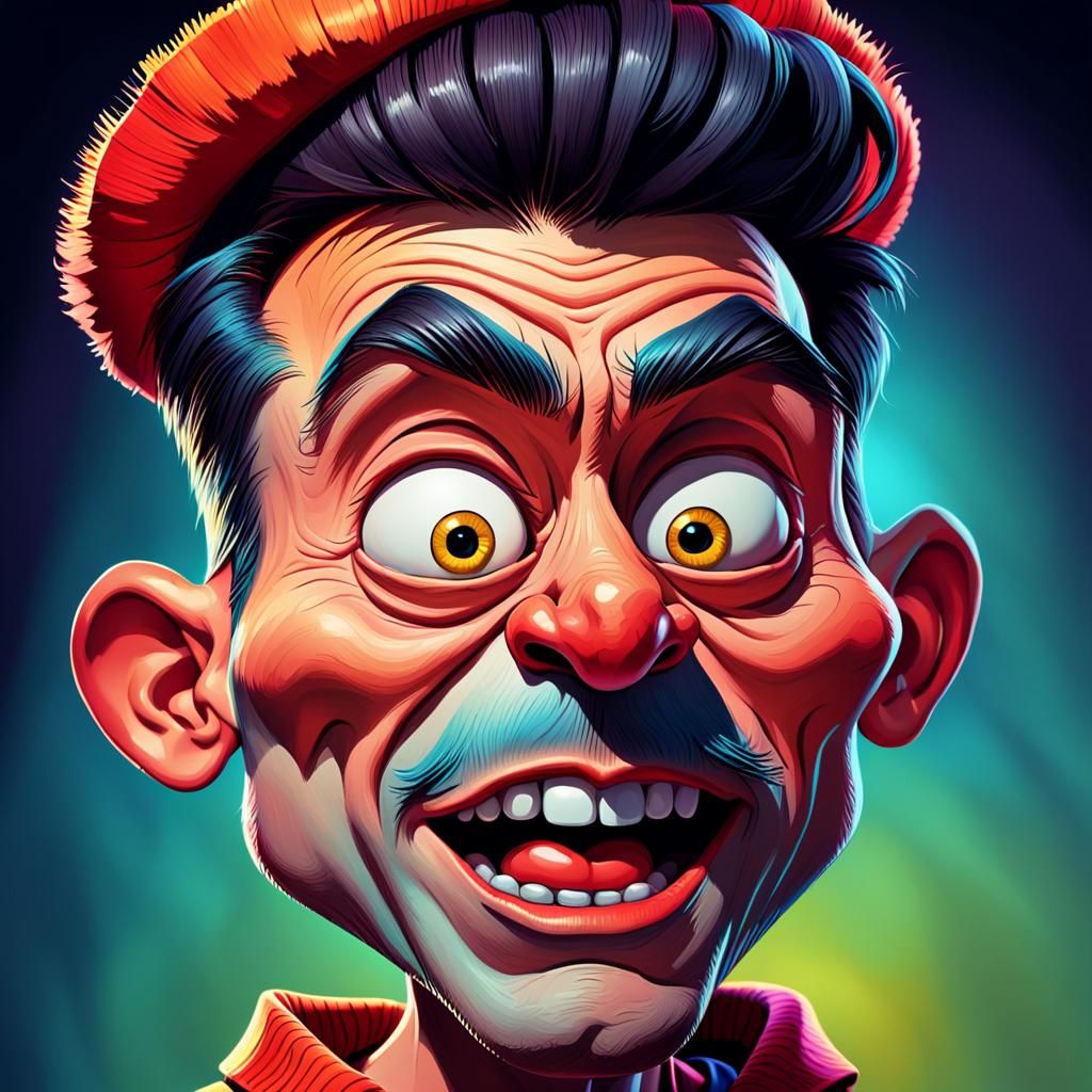 Vibrant Cartoon Character with Exaggerated Features