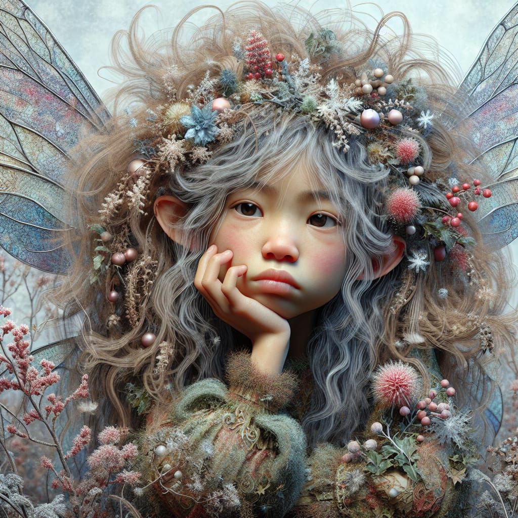Frost Fairy with Christmas Blossoms: Matte Painting