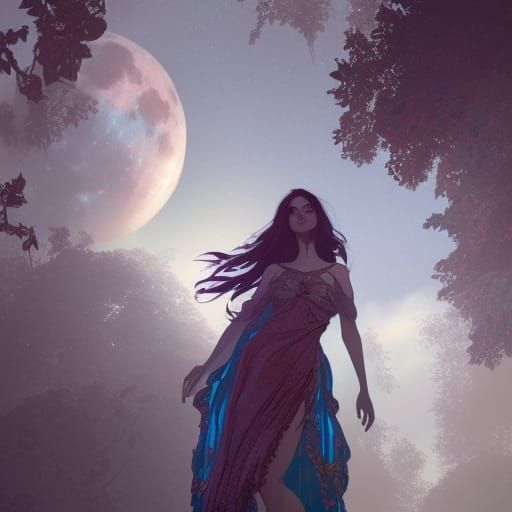 Gothic Nightgown Bathed in Moonlight: Hyperdetailed Concept ...