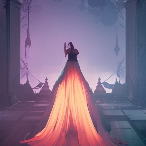 Gothic Night Gown Moon: Art Nouveau Concept