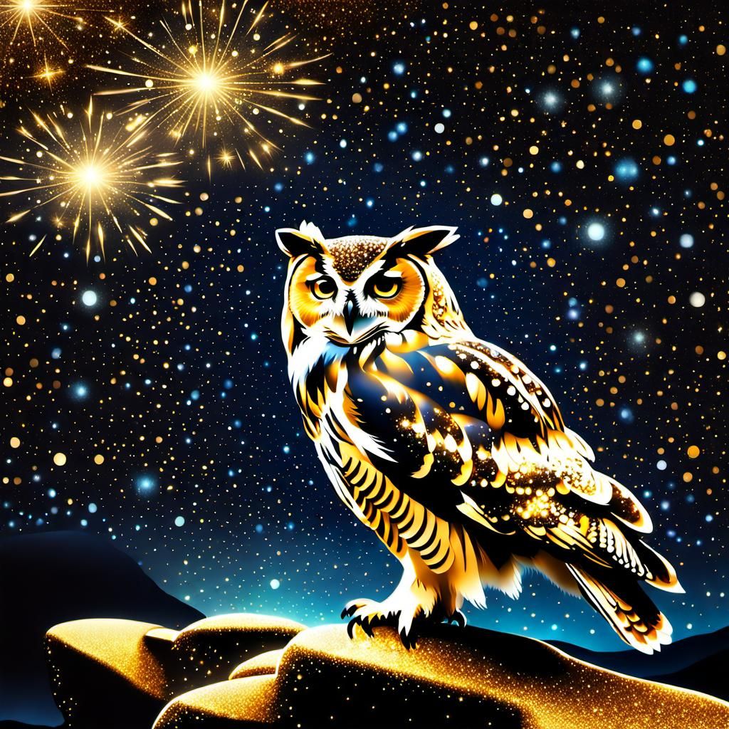 Cosmic Owl Dreamscape at Midnight