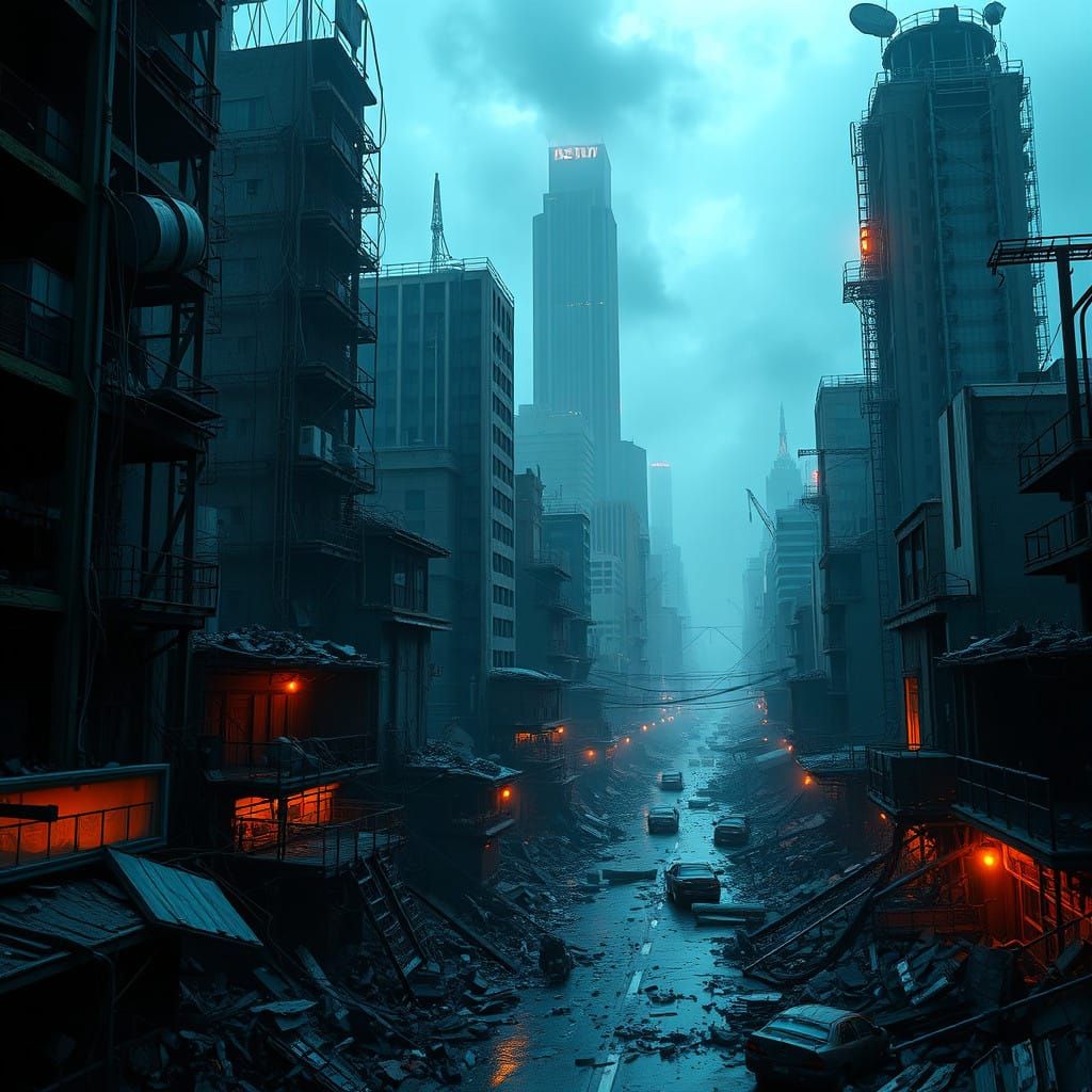 Ethereal Post-Apocalyptic Metropolis in Hyperrealistic Splen...