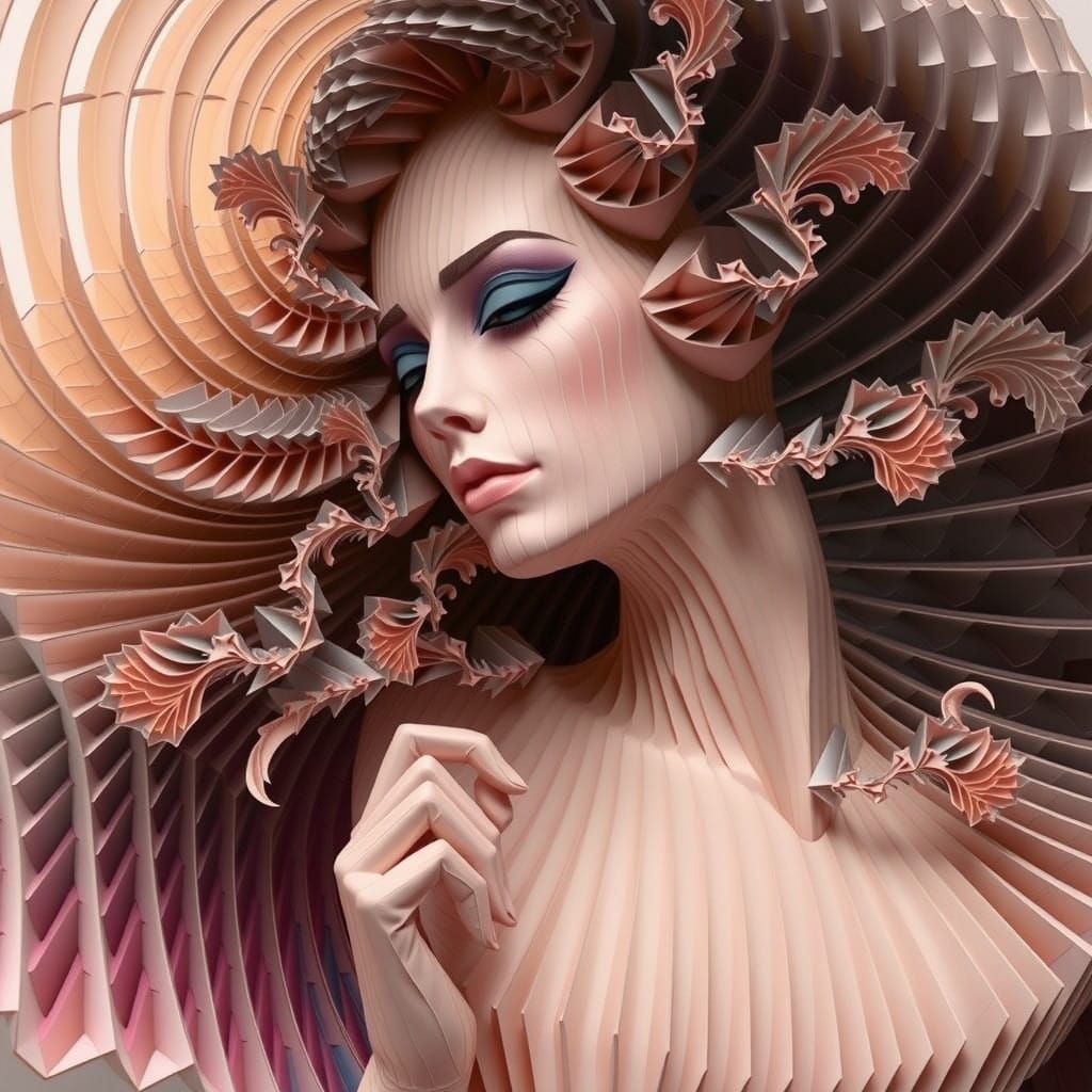 Ethereal Metal Origami Sculpture in 8K Resolution