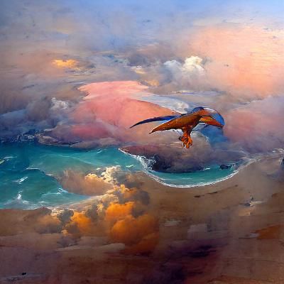 Blue Drake Sunset Flight: Oil Painting