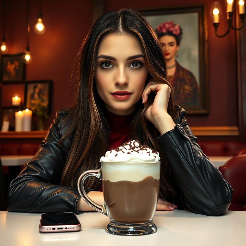 Charming Cafe Scene in Impressionist Style