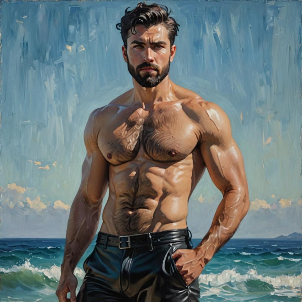 Vibrant Masculine Portrait in Neo-Impressionist Style