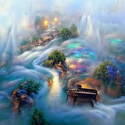 Ethereal Music Flowing Like Water in Fantasy Landscape