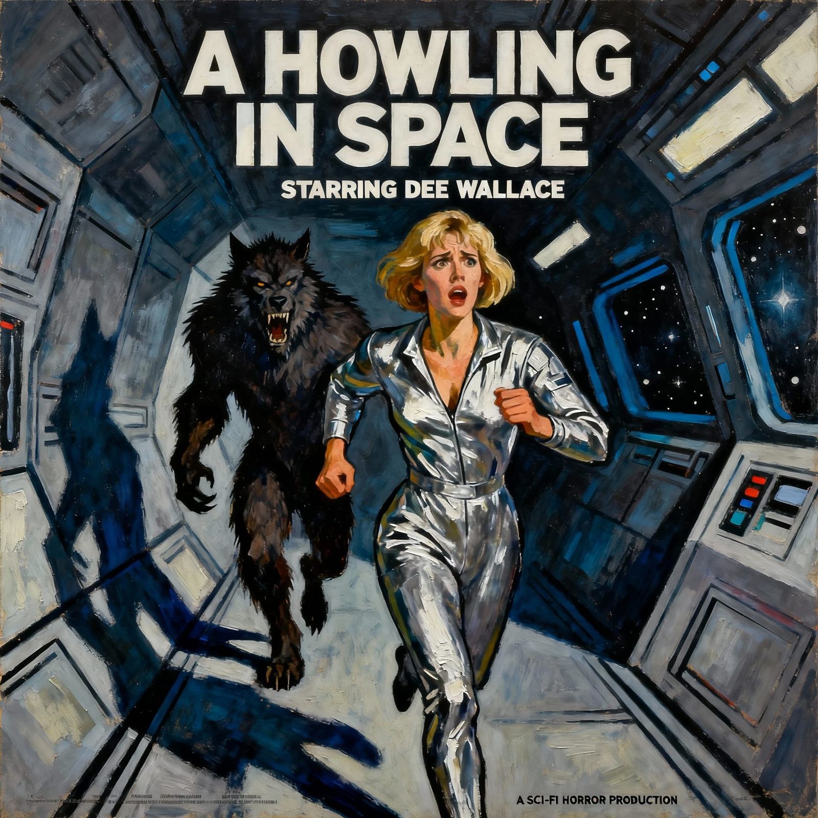 Howling in Space Movie Poster: German Expressionist Style