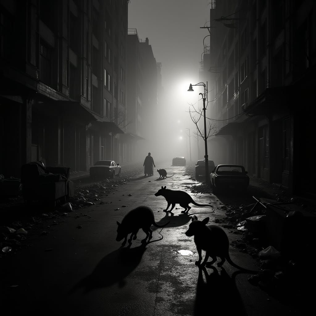 Gritty Film Noir Wasteland with Giant Rats