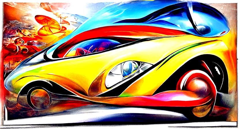 Futuristic Car: A Modern Airbrush Art Poster
