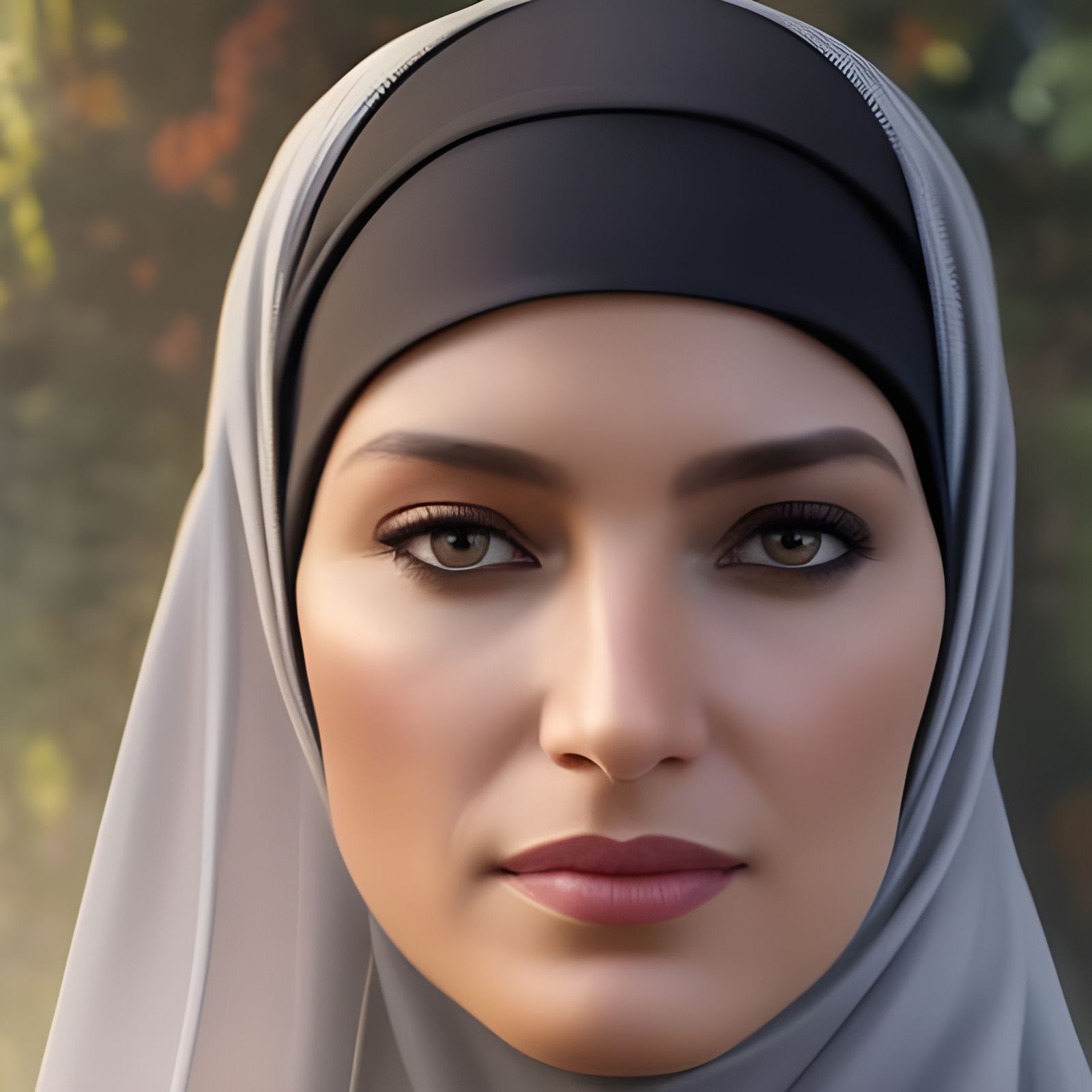 Elegant Woman in Hijab: Hyperdetailed Garden Portrait
