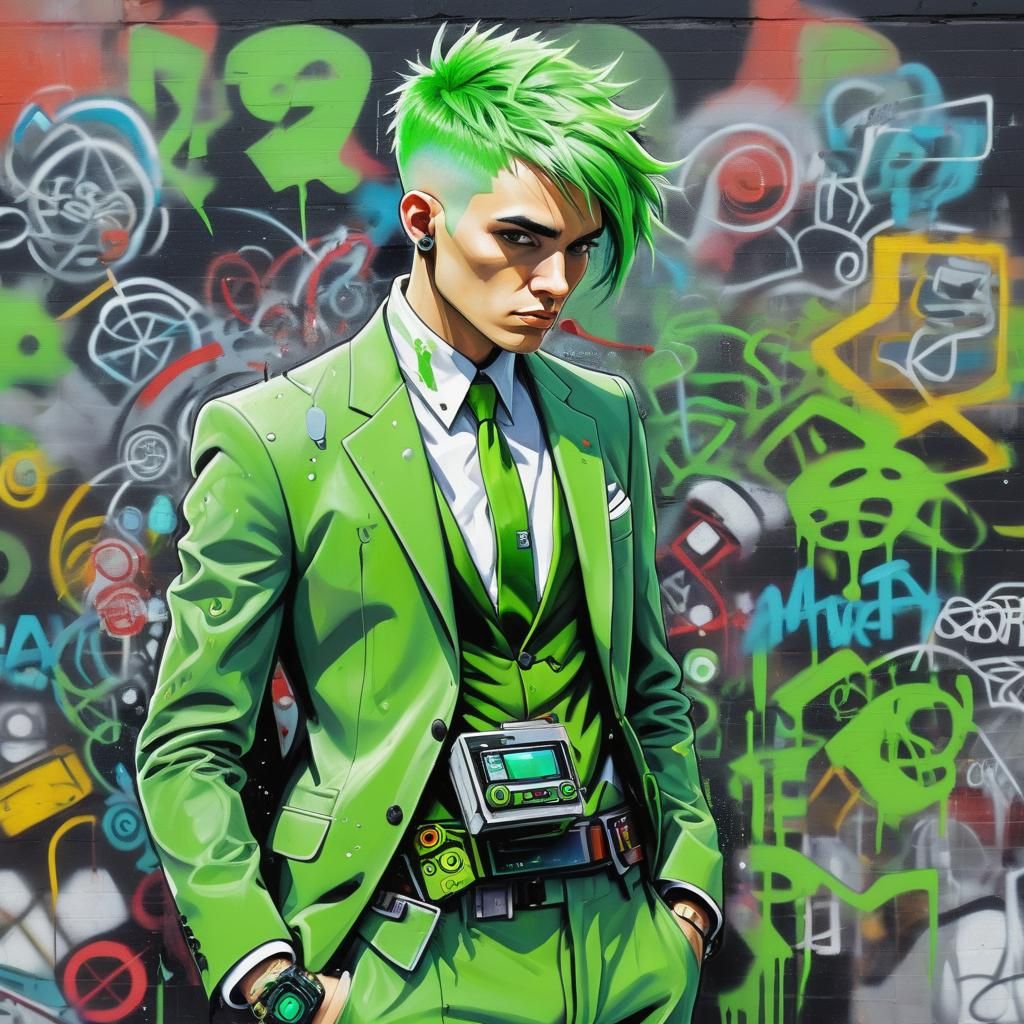 Time Traveler in Graffiti Art Style