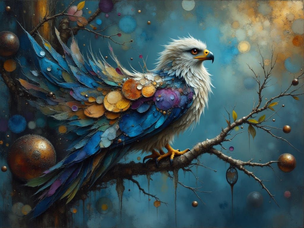 Majestic Eagle on Branch, Digital Art