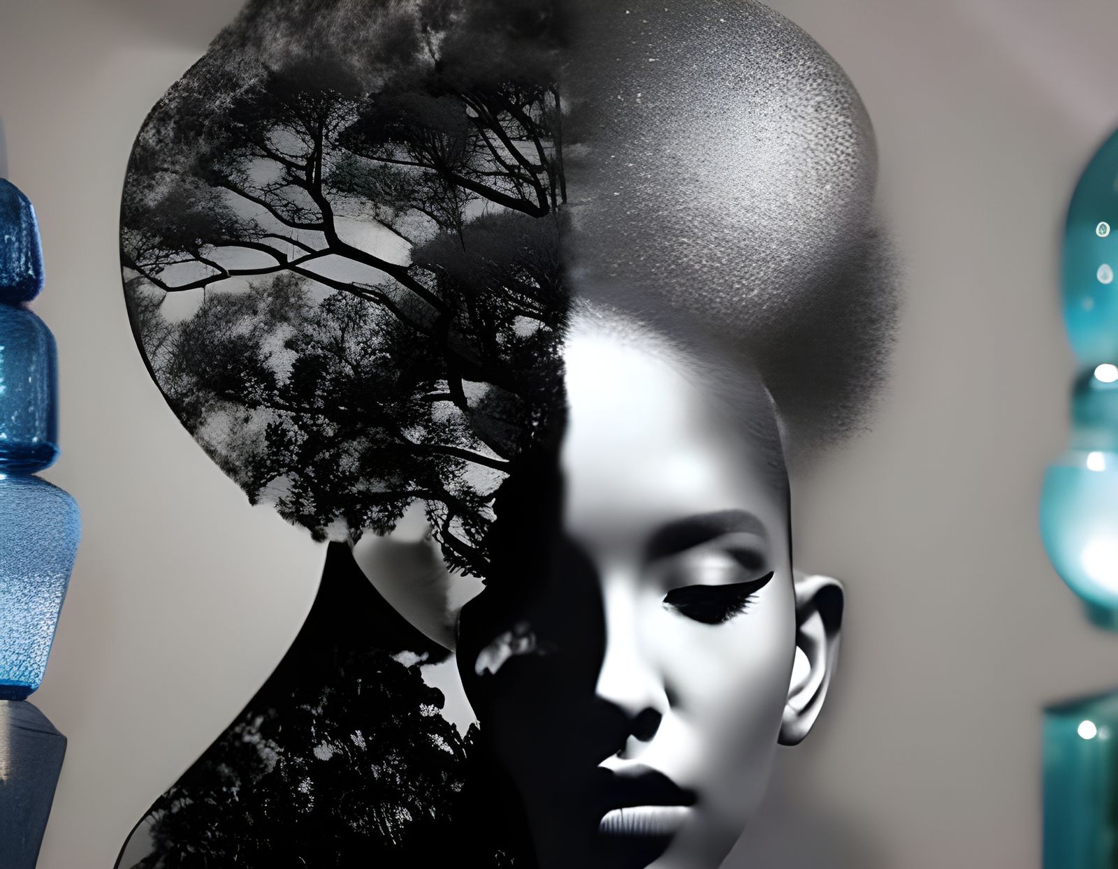 Abstract Light Blue Glass Fragment Pattern