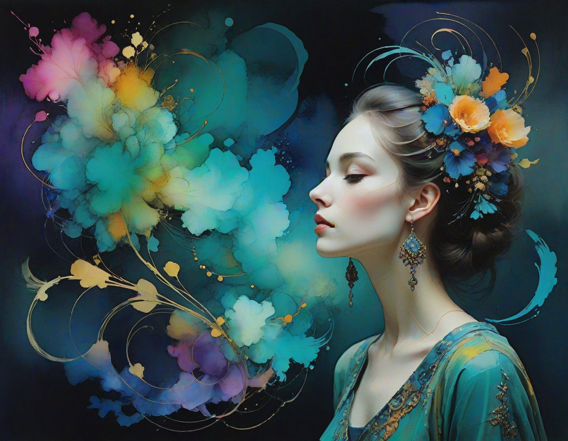 Whimsical Triadic Colors in Liquid Ink