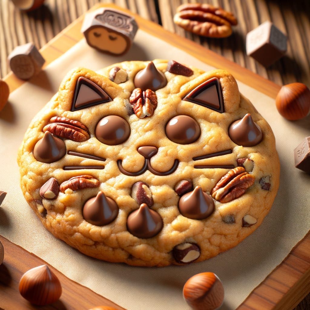 Hazelnut Pecan Cookie with Cat Chocolate Chips