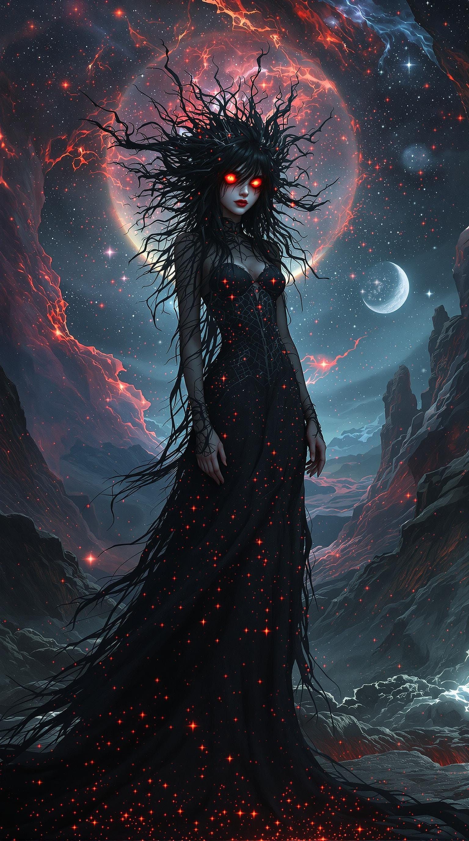 Cosmic Lovecraftian Goddess in Stained Glass