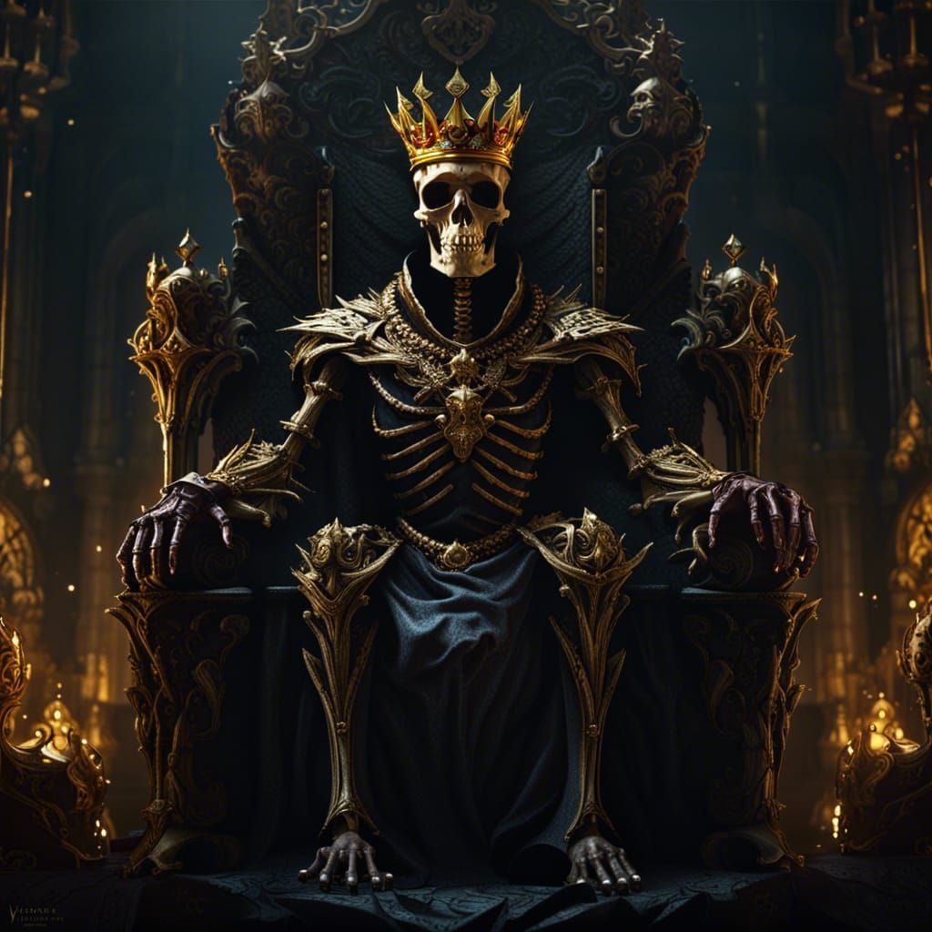 Skeleton King on Throne: Dark Fantasy Concept Art