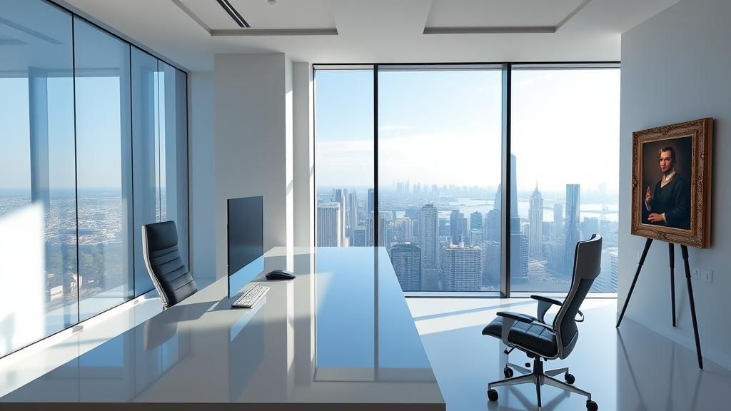 High-End Tech Executive Office with Old Masters Painting