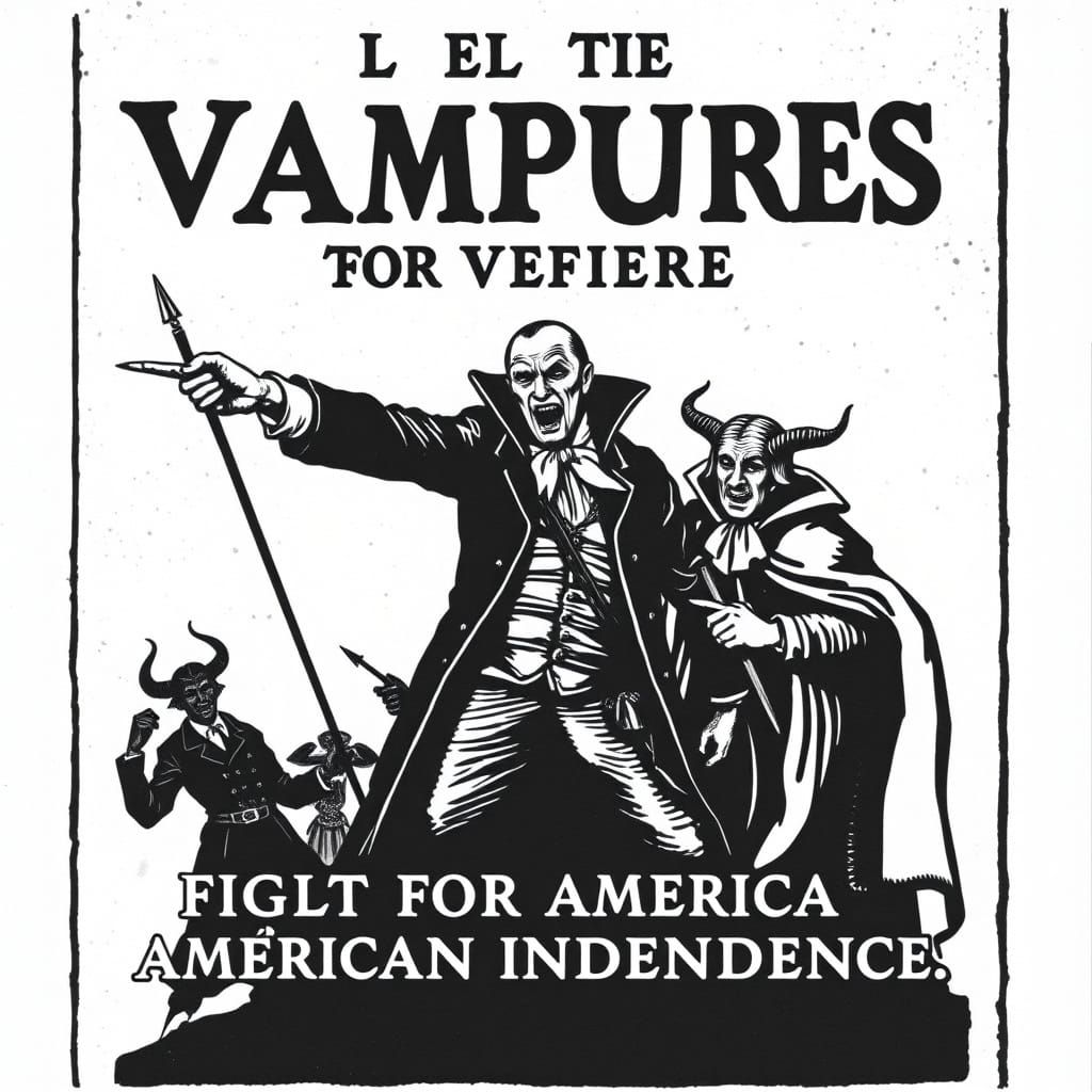 Patriotic Vampire Propaganda Art in 1770s Colonial Style